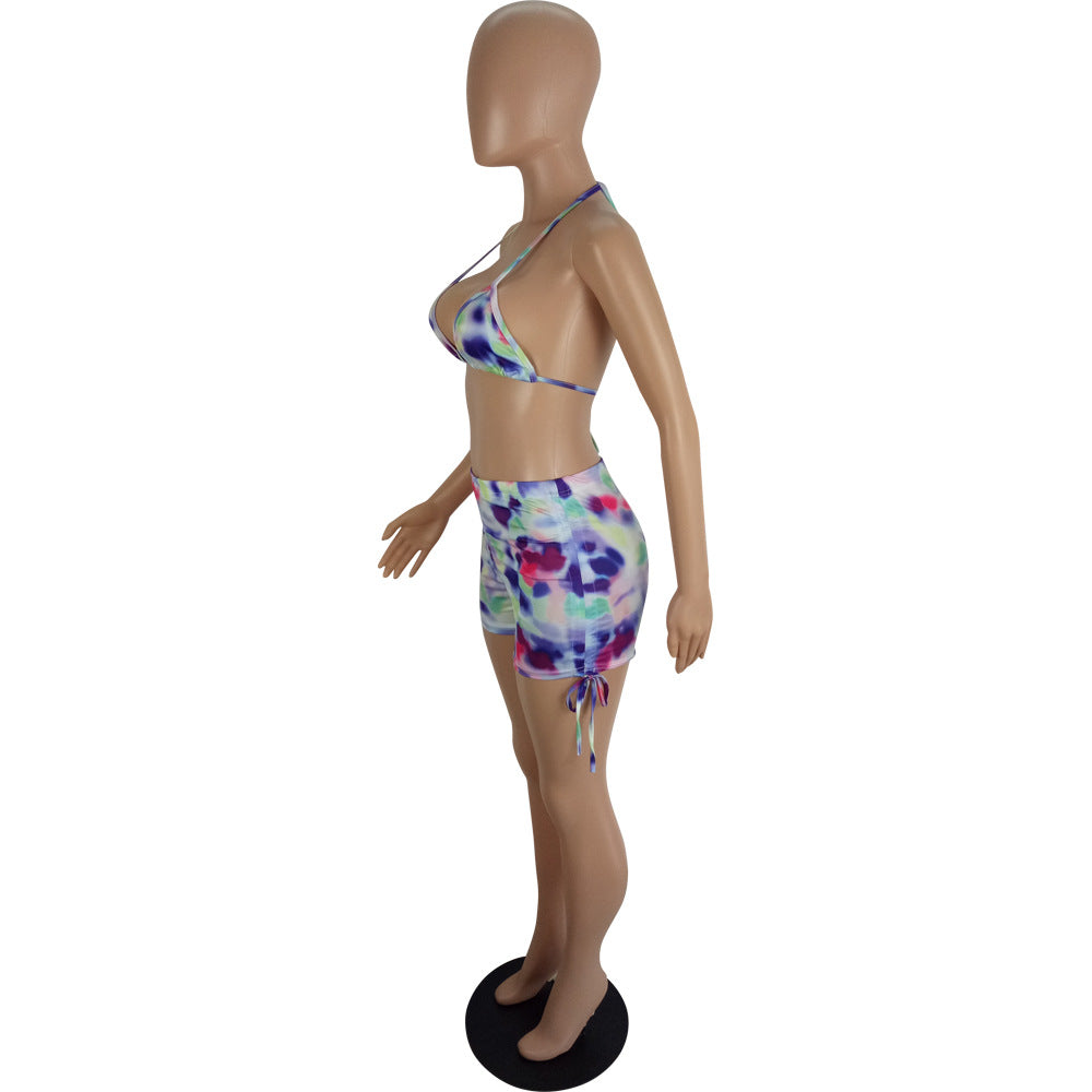 Spring And Summer Women's Sexy Multi-Color Printed Two-Piece Shorts Set 25