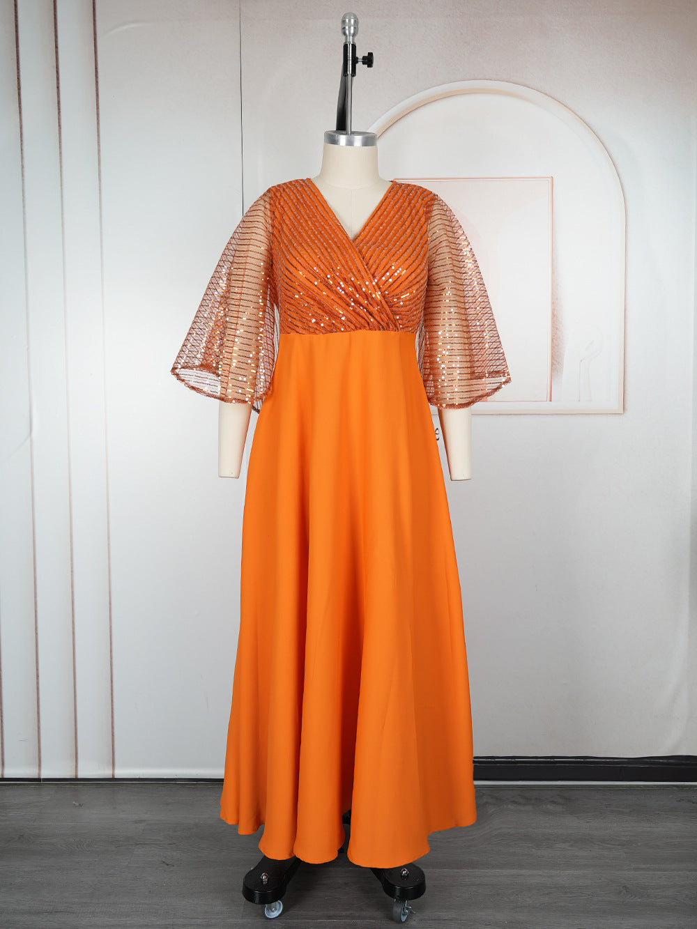 Muslim Dubai Women's African Sleeve Loose Casual Beaded Robe Dress 10