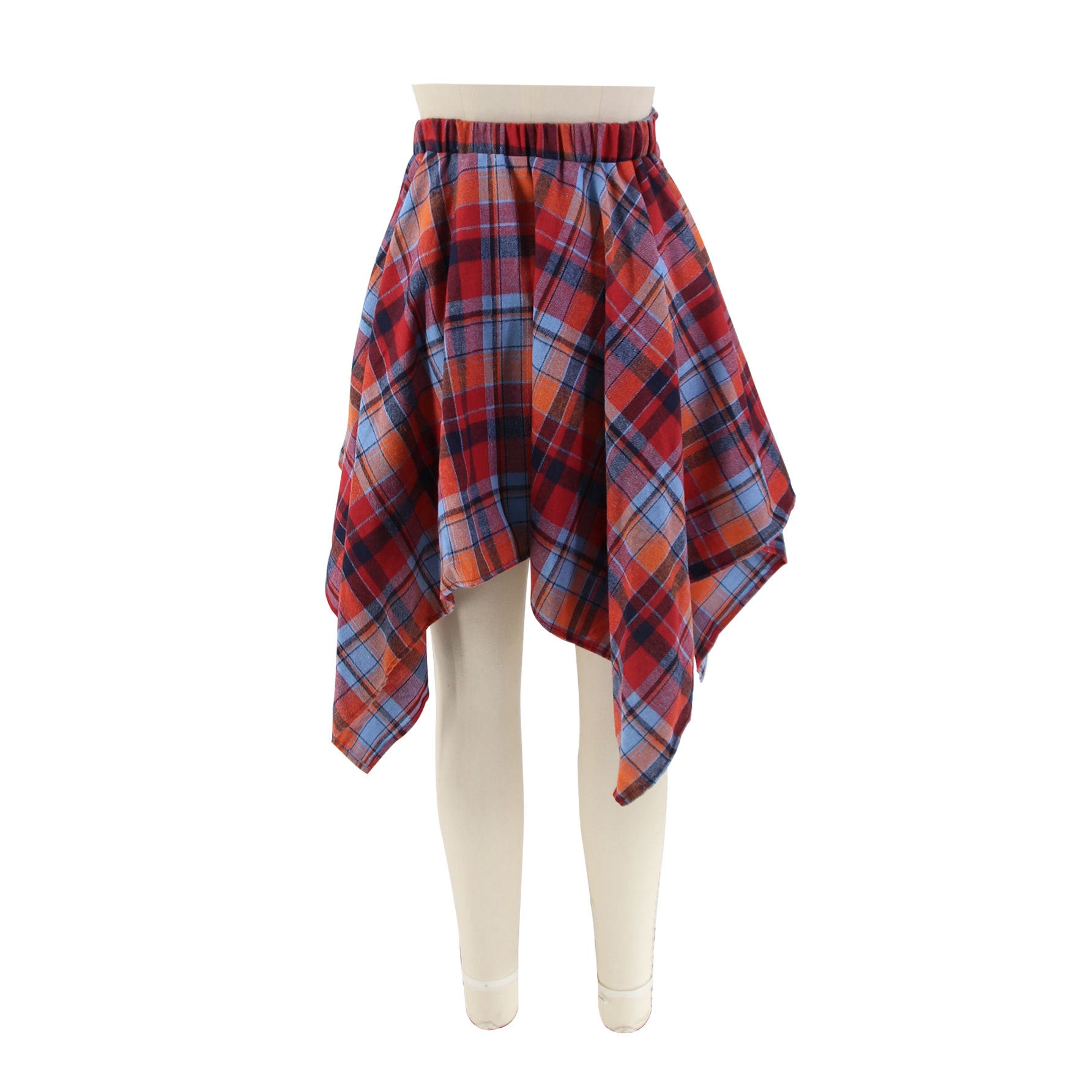 Fashionable Asymmetrical High-Waist Patchwork Plaid Skirt 19