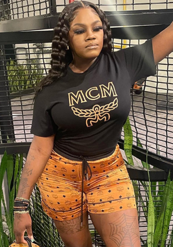 Women Printed Short Sleeve Top and Short Two-Piece Set