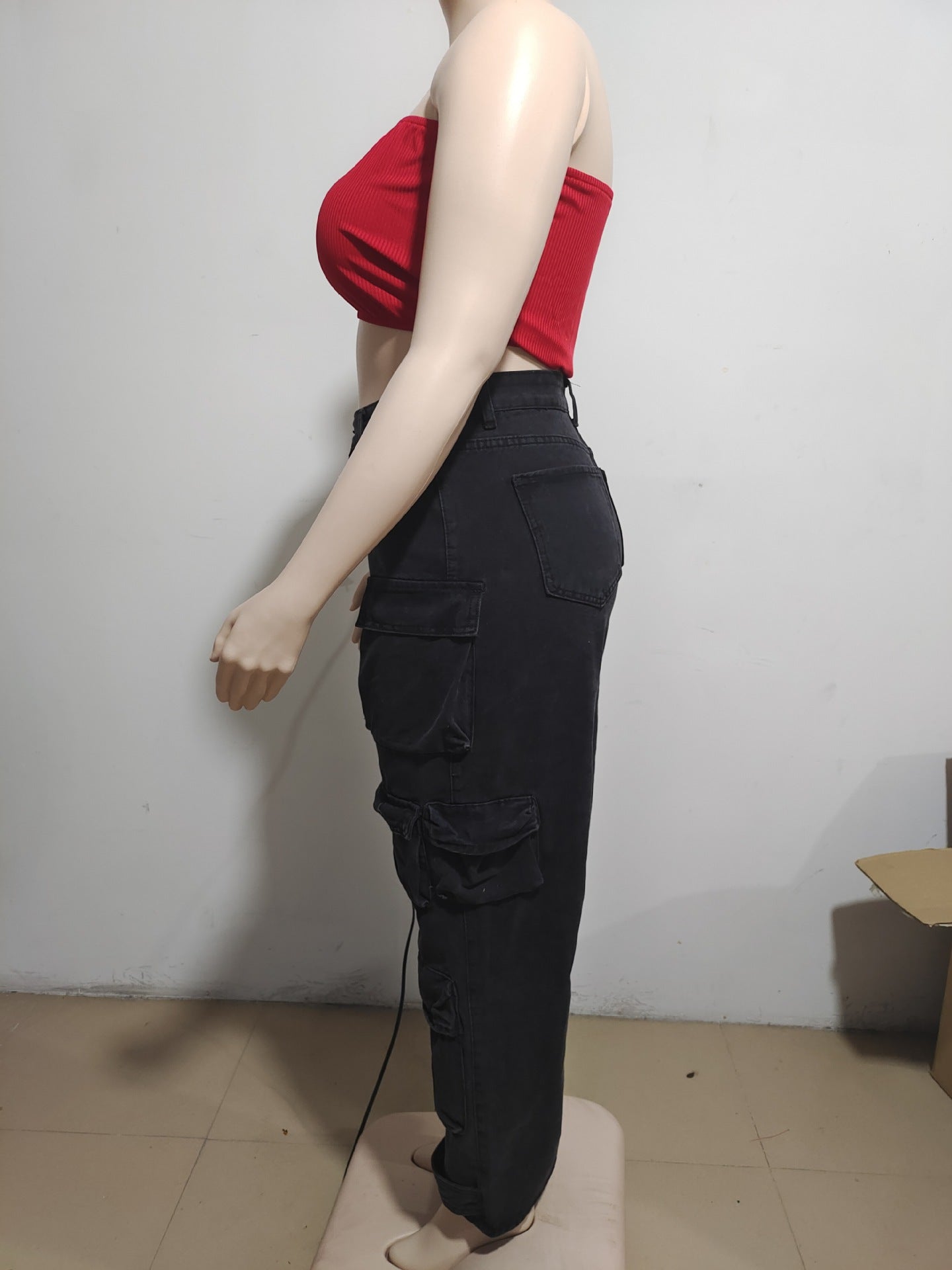 Trendy Multi Pocket Denim Pants Wash Cargo Pants Jeans 22