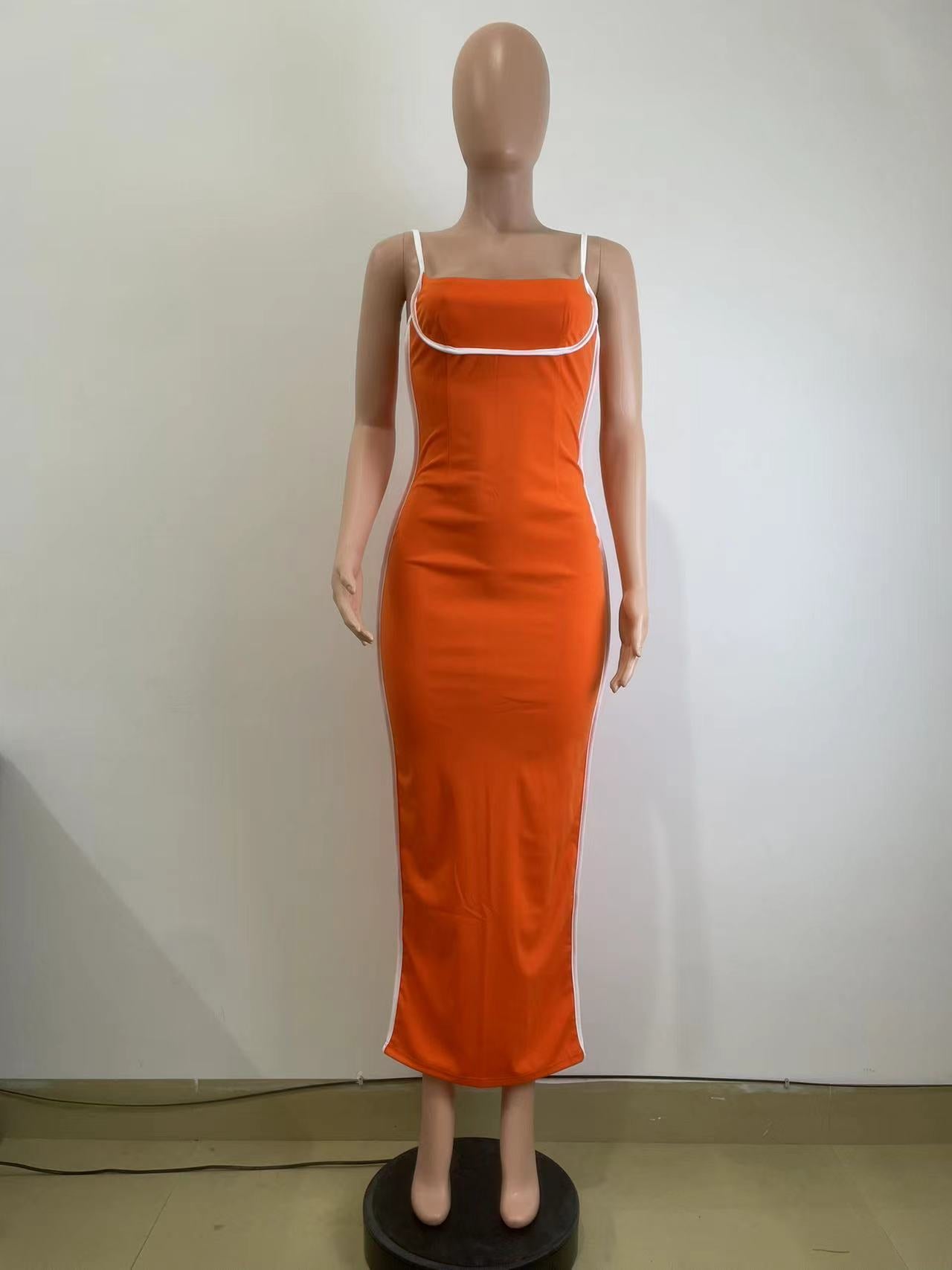 Women Sexy Contrast Color Suspender Dress 8