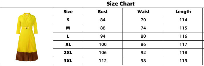 Women's Spring Turndown Collar Fashion Colorblock OL Elegant Pleated High Waist African Dress 21