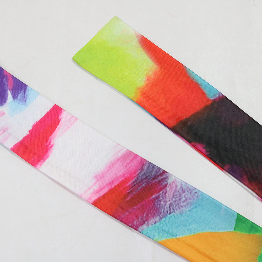 Fashionable Printed Crop Lace-Up Top Wide-Leg Pants Two-Piece Set 14