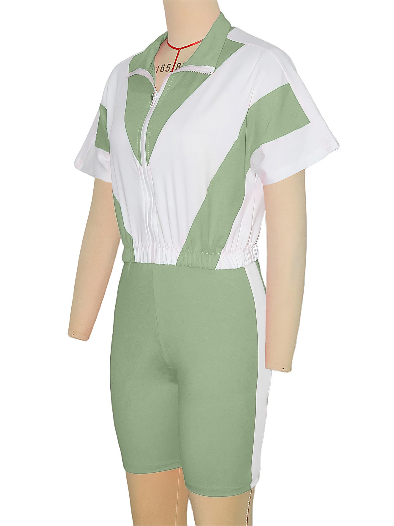 Women contrast color sports Casual short-sleeved Top and shorts two-piece set 28