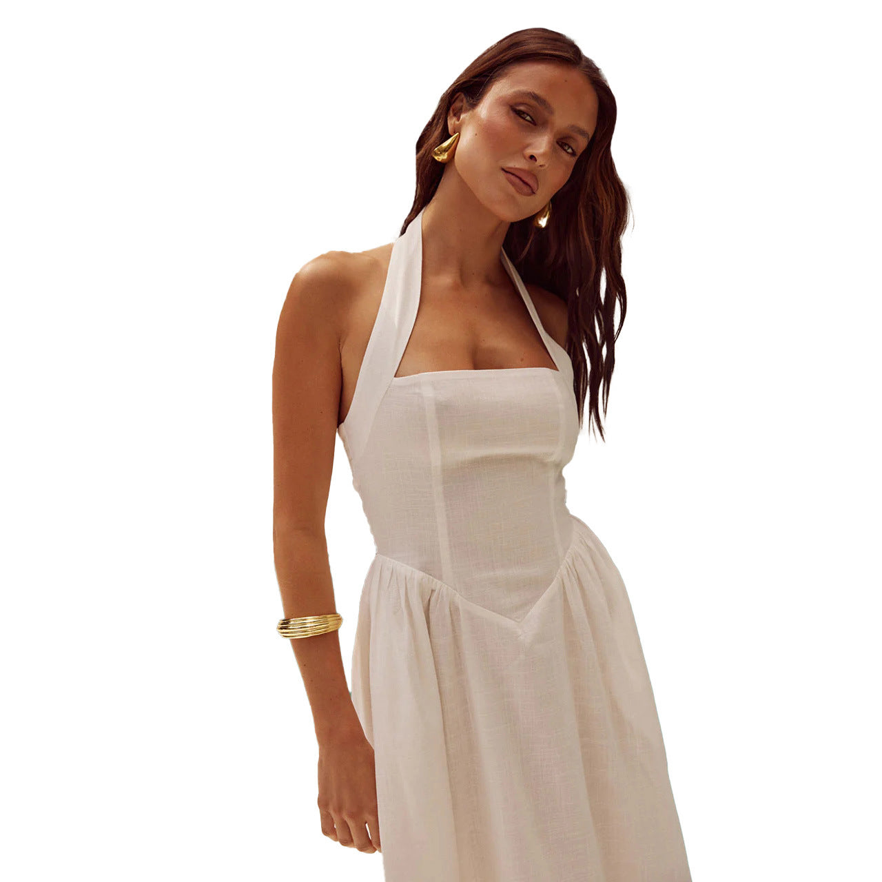 Women's Summer Fashion Chic Low Back Wide Strap Halter Neck Dress 24