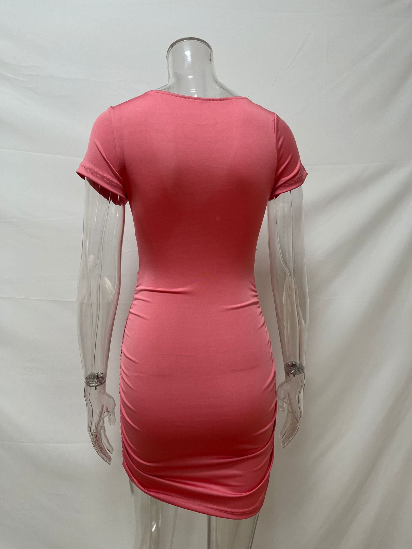 Women Summer Sexy V-Neck Short Sleeve Bodycon Dress 33