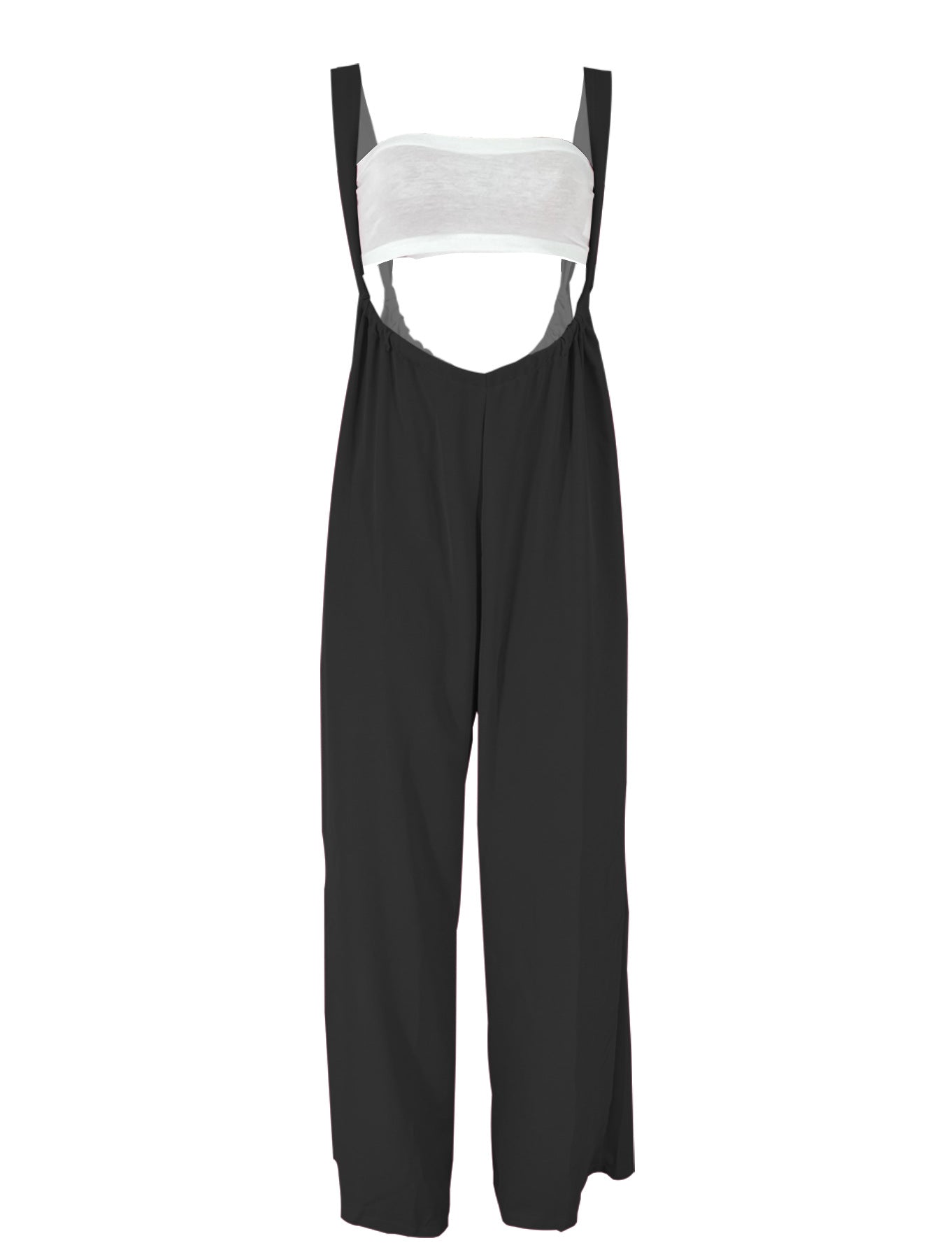 Drawstring Suspenders Wide Leg Trousers Strapless Crop Top Two-Piece Set 31