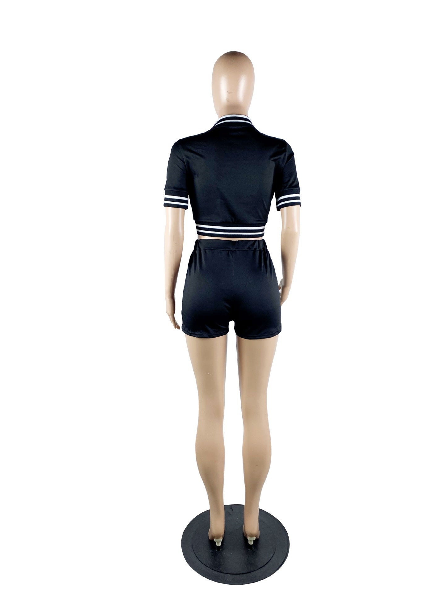 Women Casual Sexy V-Neck Ribbed Sport Two-Piece Set 11