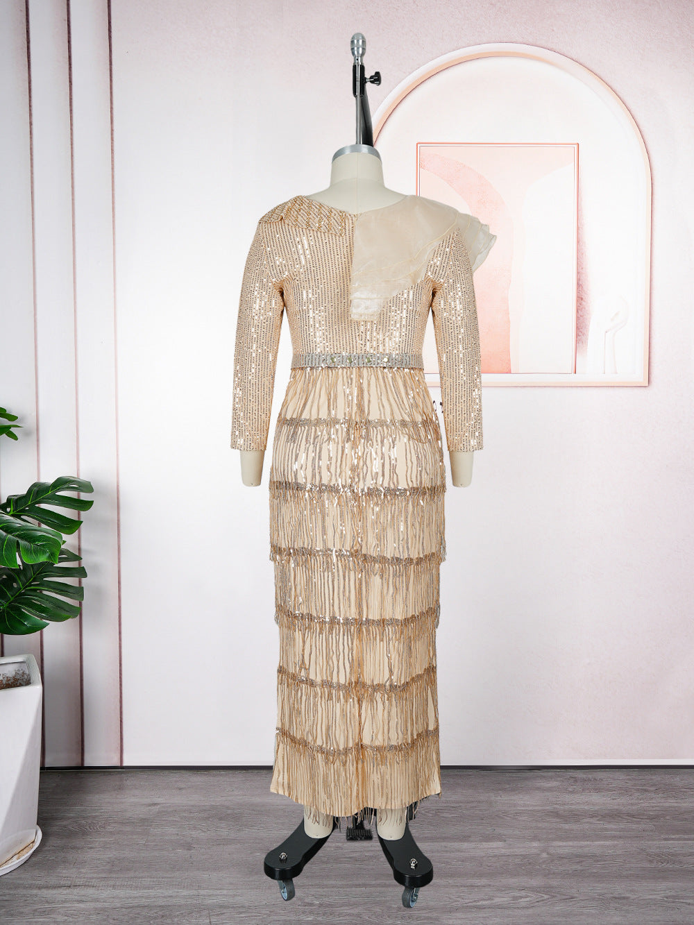 Plus-size African Women sexy tassel sequin dress 18