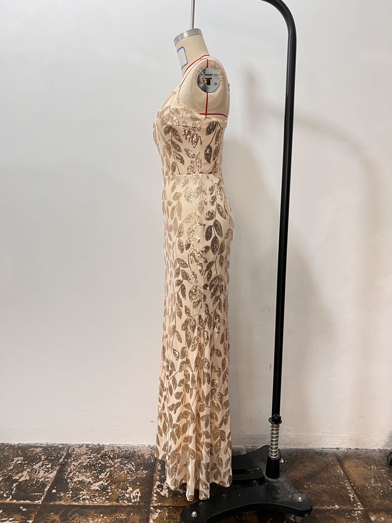 Fashionable Sexy Low Back Strap Sequin Long Dress 8