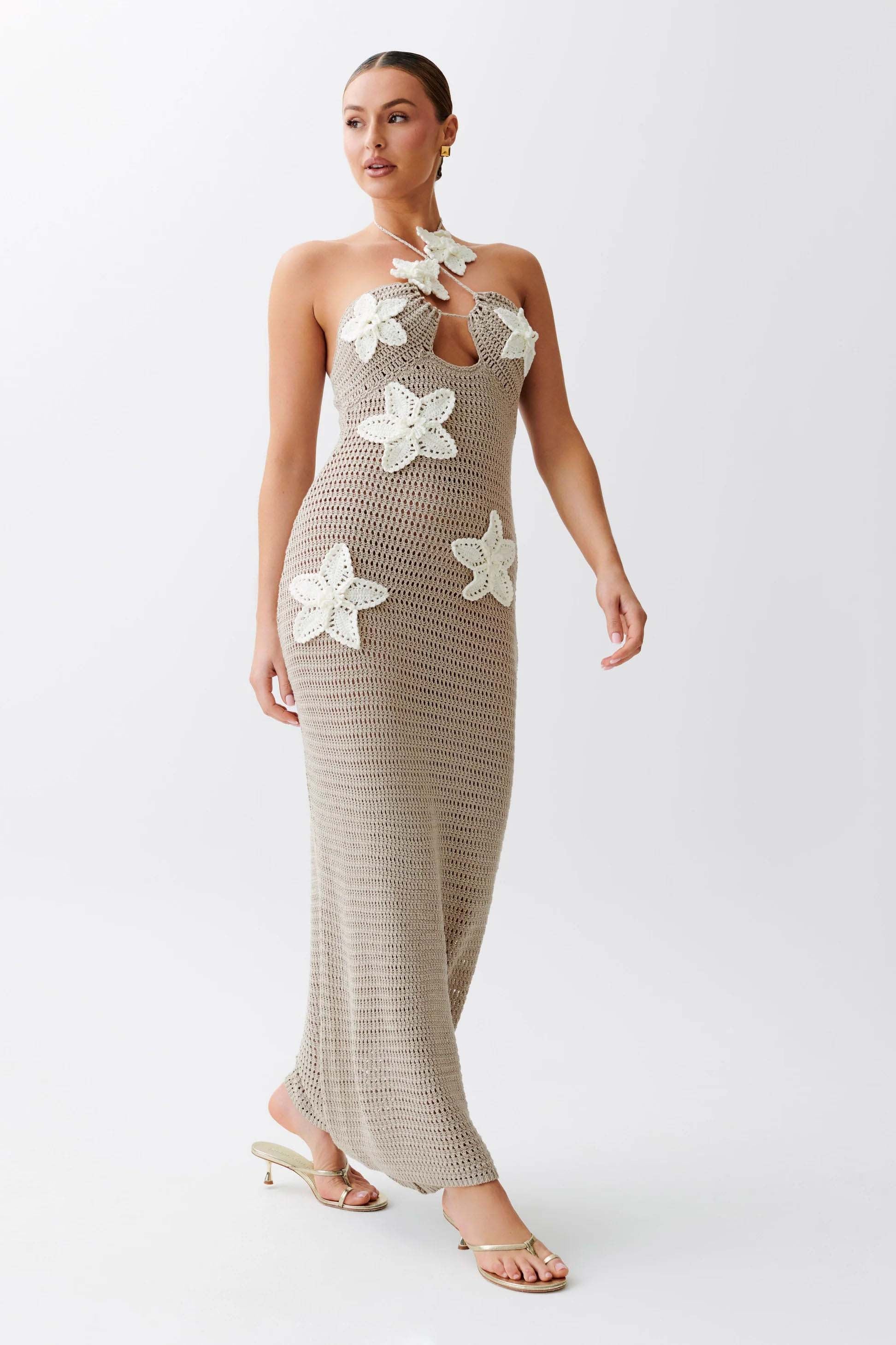 Spring Summer Strapless Beach Sexy Halter Tight Fitting Knitting Dress 9