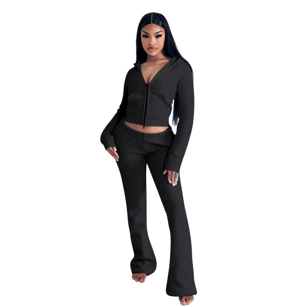 Women Elegant Hooded Top and PantTwo Piece Set 7