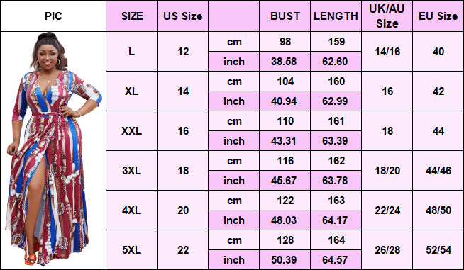 Plus Size Women Sexy V-Neck Half-Sleeve Striped Casual Dress 9