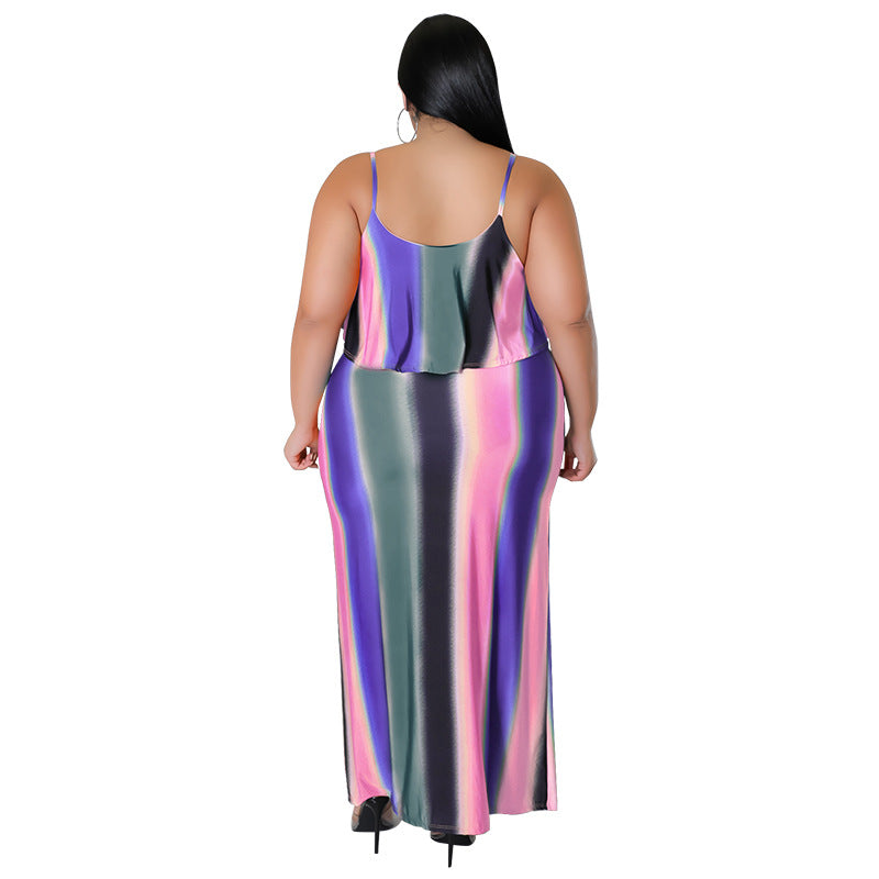 Plus Size Women's Summer Print Strap Sexy Bodycon Dress 8