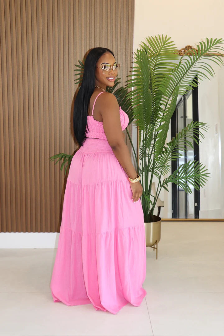 Summer/Autumn African Solid Color Strap Top & Loose Wide Leg Pants Fashion Plus Size Two-Piece Set 7