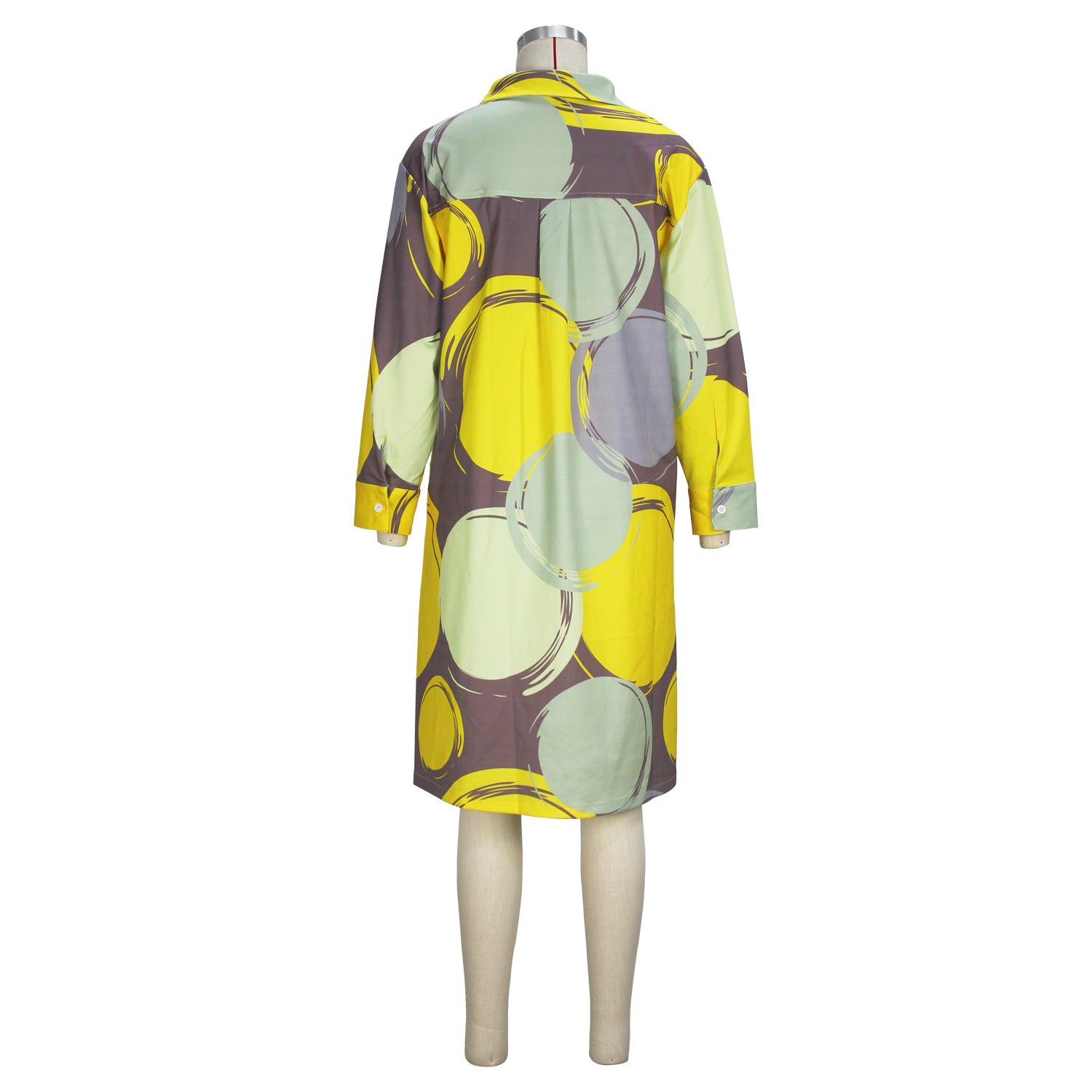 Women's Summer Chic Elegant Color Block Print Casual Shirt Dress 4