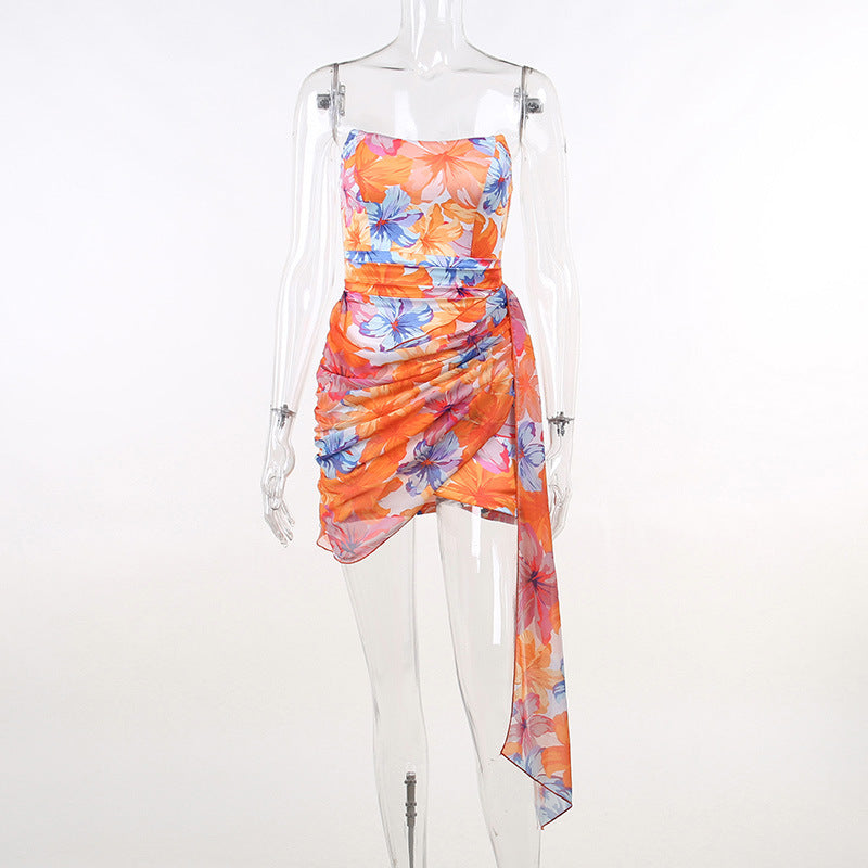 Women's Summer Sexy Sleeveless Printed Short Skirt Beach Dress 10