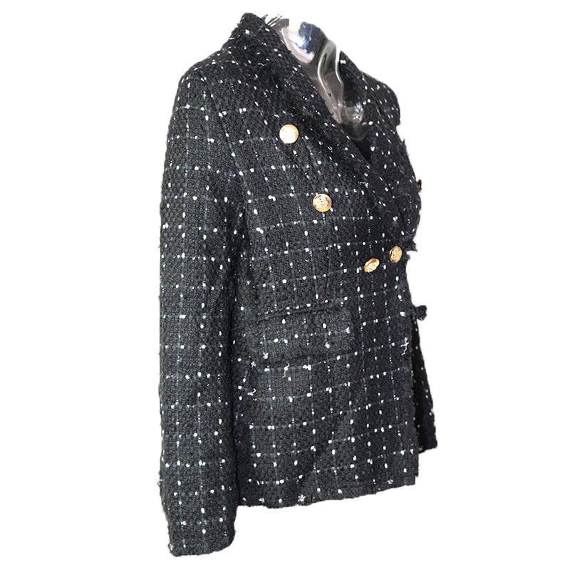 Women Autumn and Winter Turndown Collar Double-Breasted Blazer 16