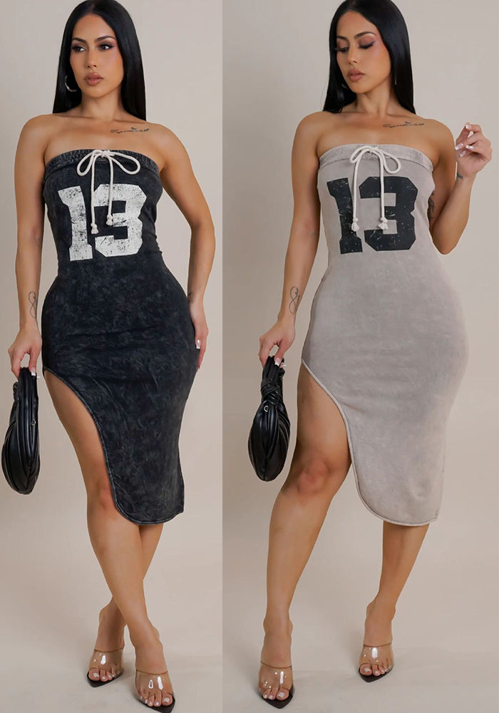 Women Summer Irregular Print Strapless Dress