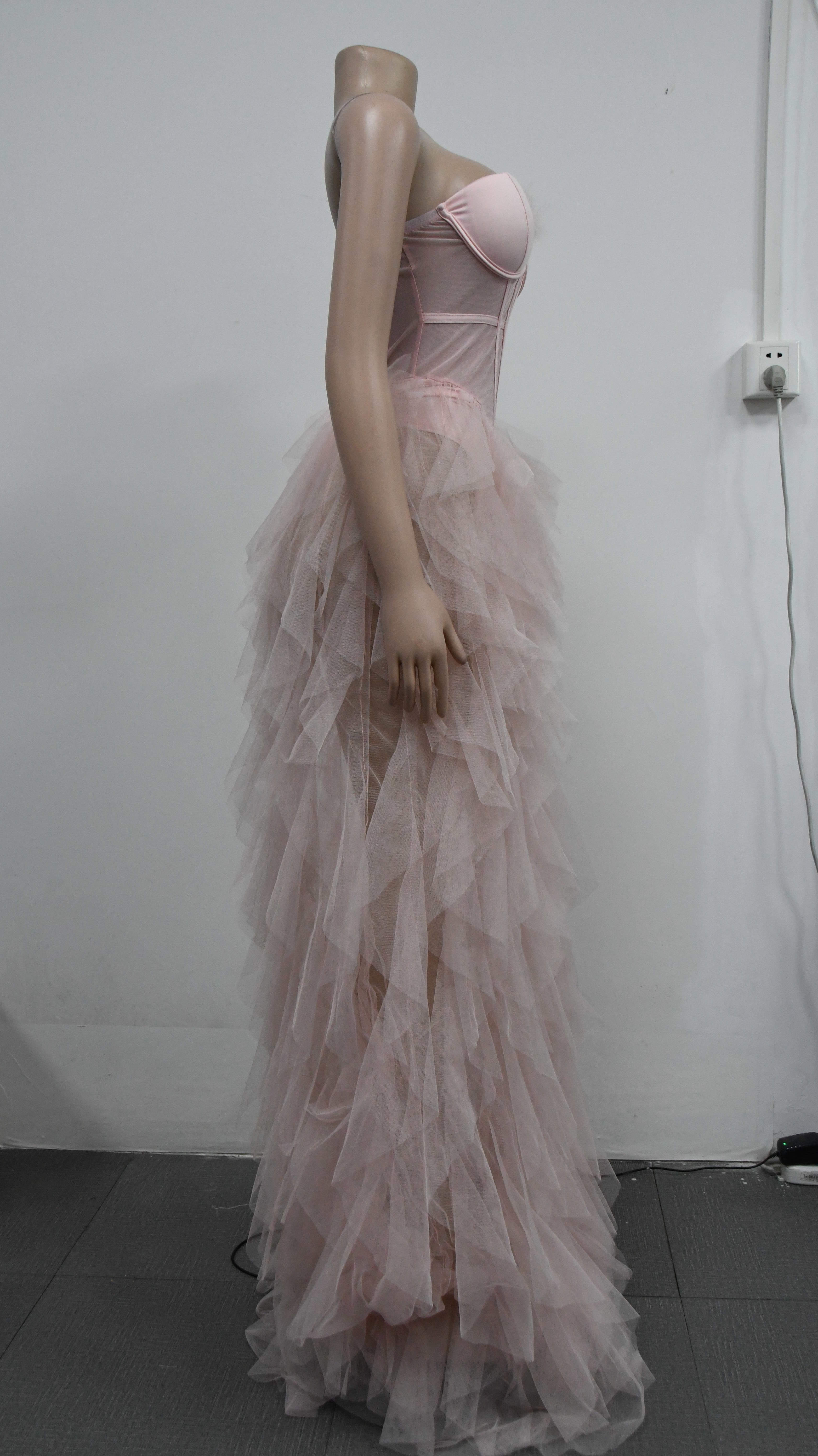 Women'S Fashion Solid Color Sleeveless Wrapped Chest Mesh Maxi Dress 21