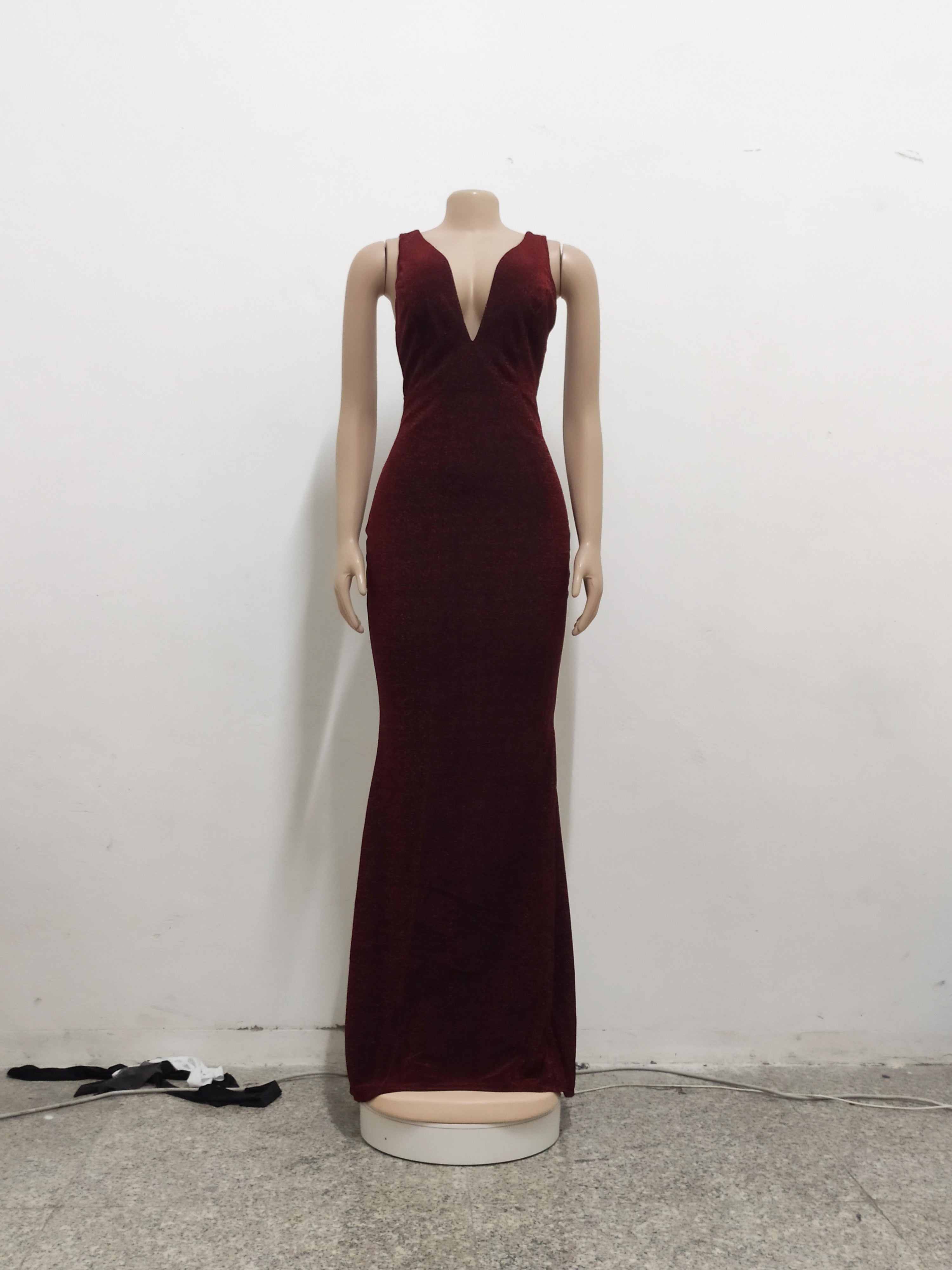 Women Sexy Deep V Neck Sleeveless Evening Dress 15