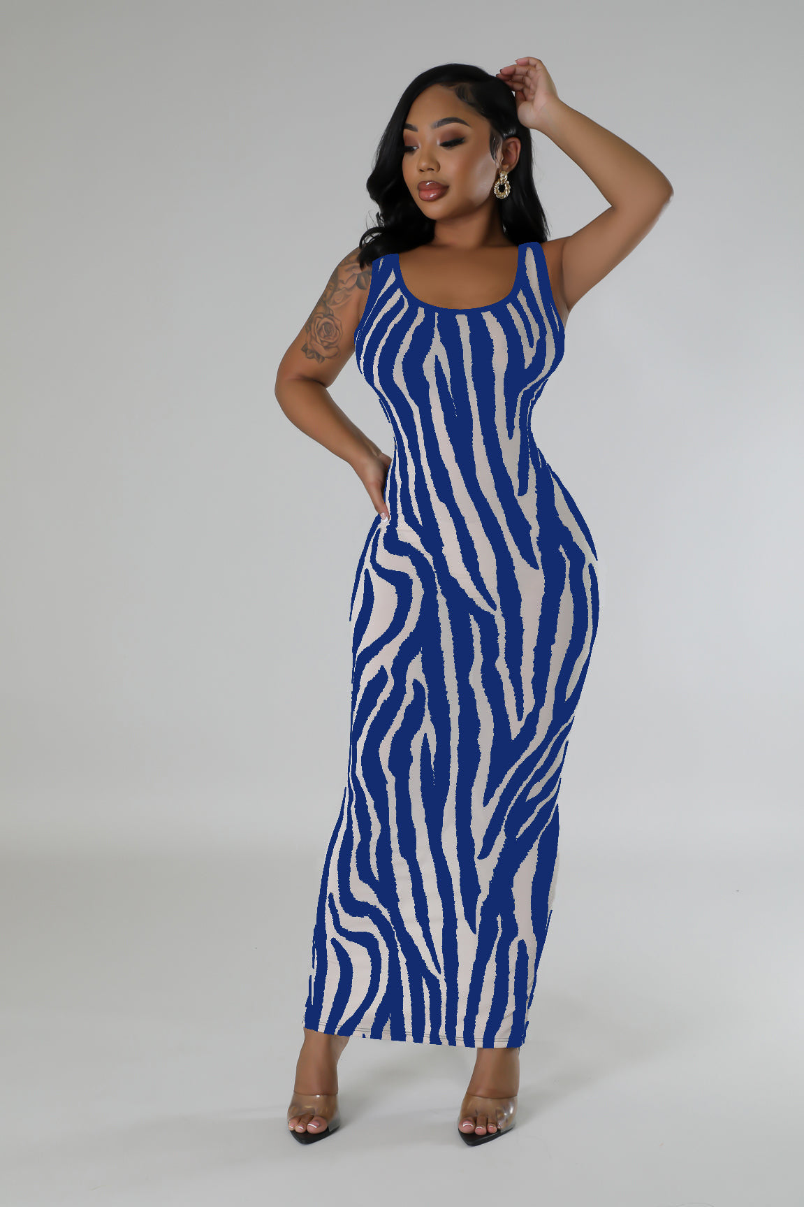 Summer Women's Zebra Print Sleeveless Hollow Long Dress 17