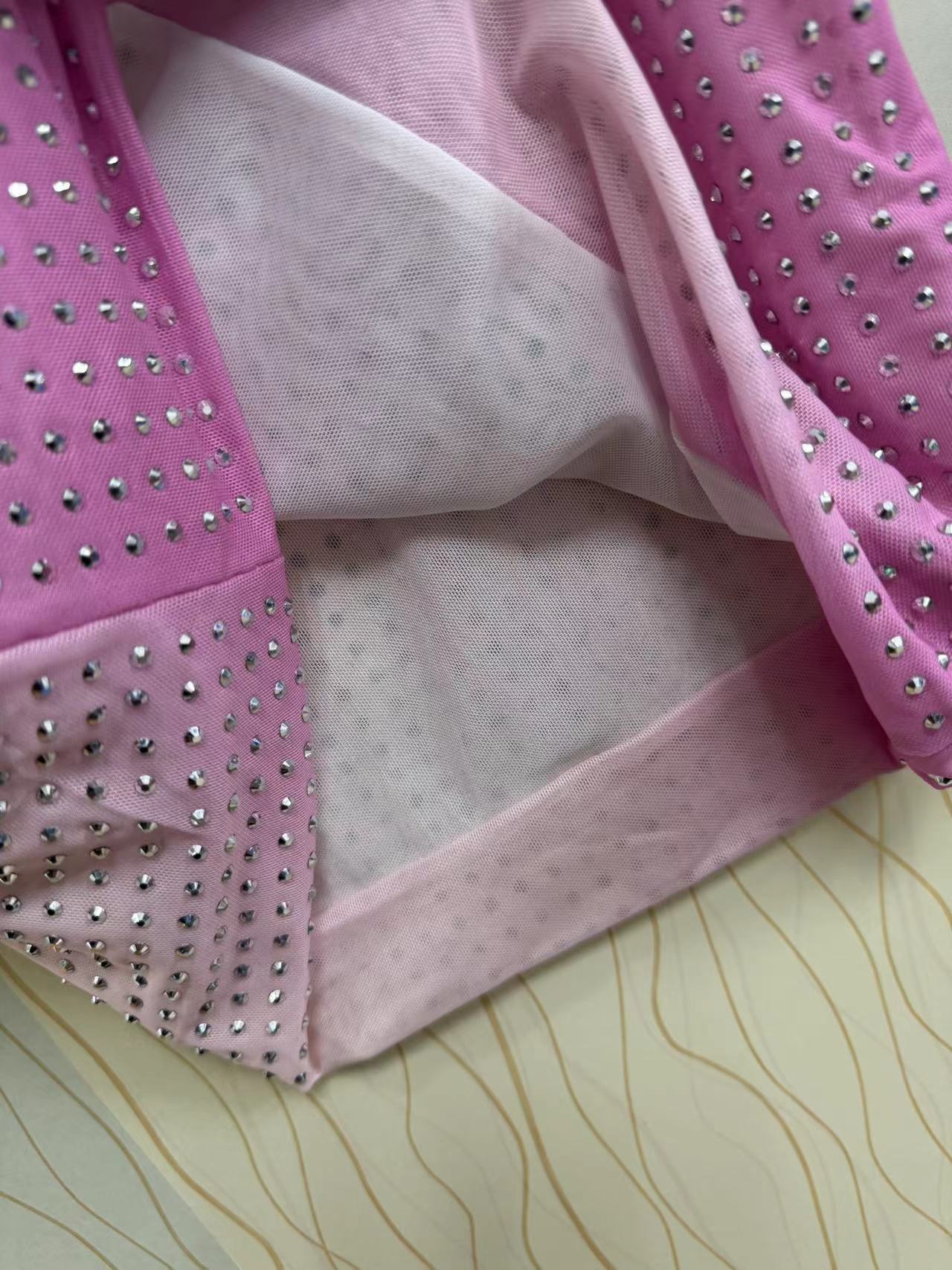 Women's Sexy Mesh Off Shoulder Beaded Long Sleeve Bodycon Slim Dress 8