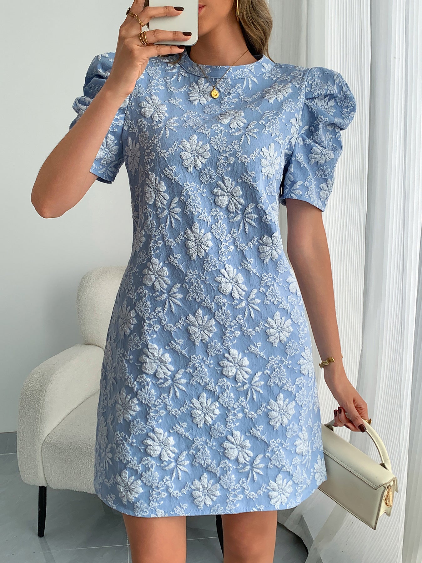 Women's Summer Slim Short Sleeve Floral Casual Dress 13