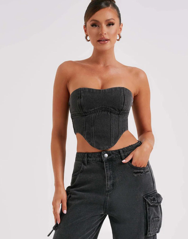 Pockets Denim Cargo Pants Loose Casual Trousers 4