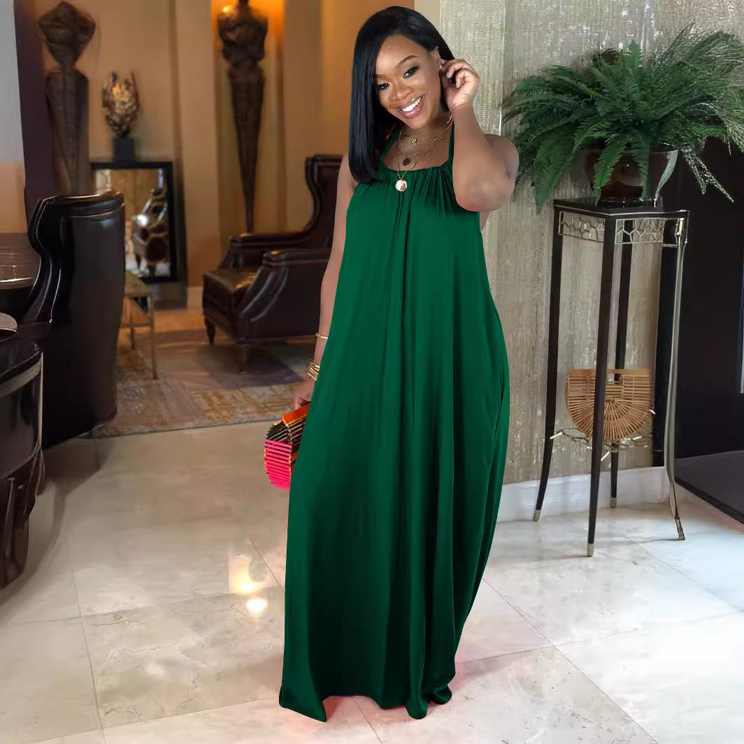 Women Suspender Sleeveless Loose Bohemian Solid Summer Dress 8