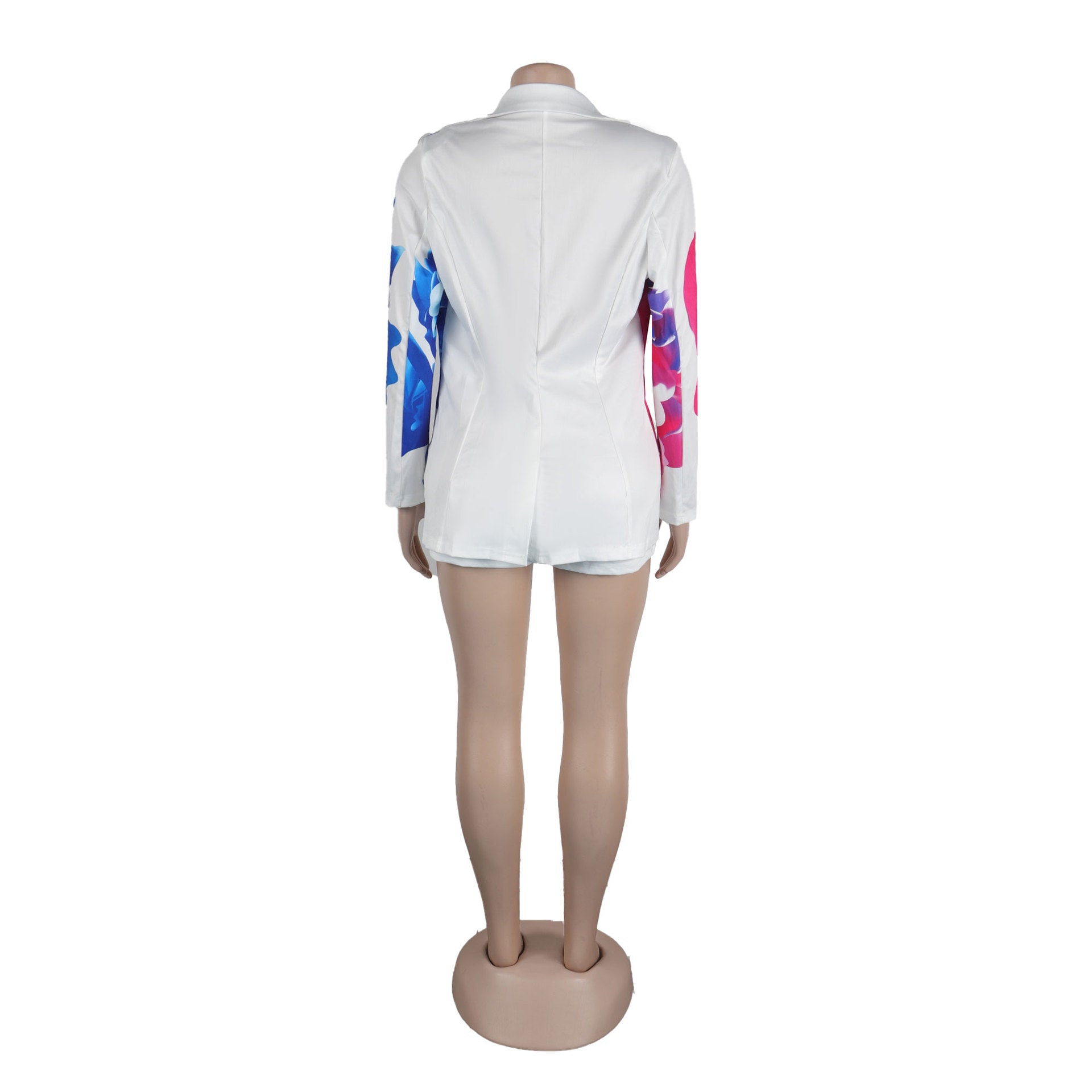 Sexy Plus size suit printed blazer shorts set 10