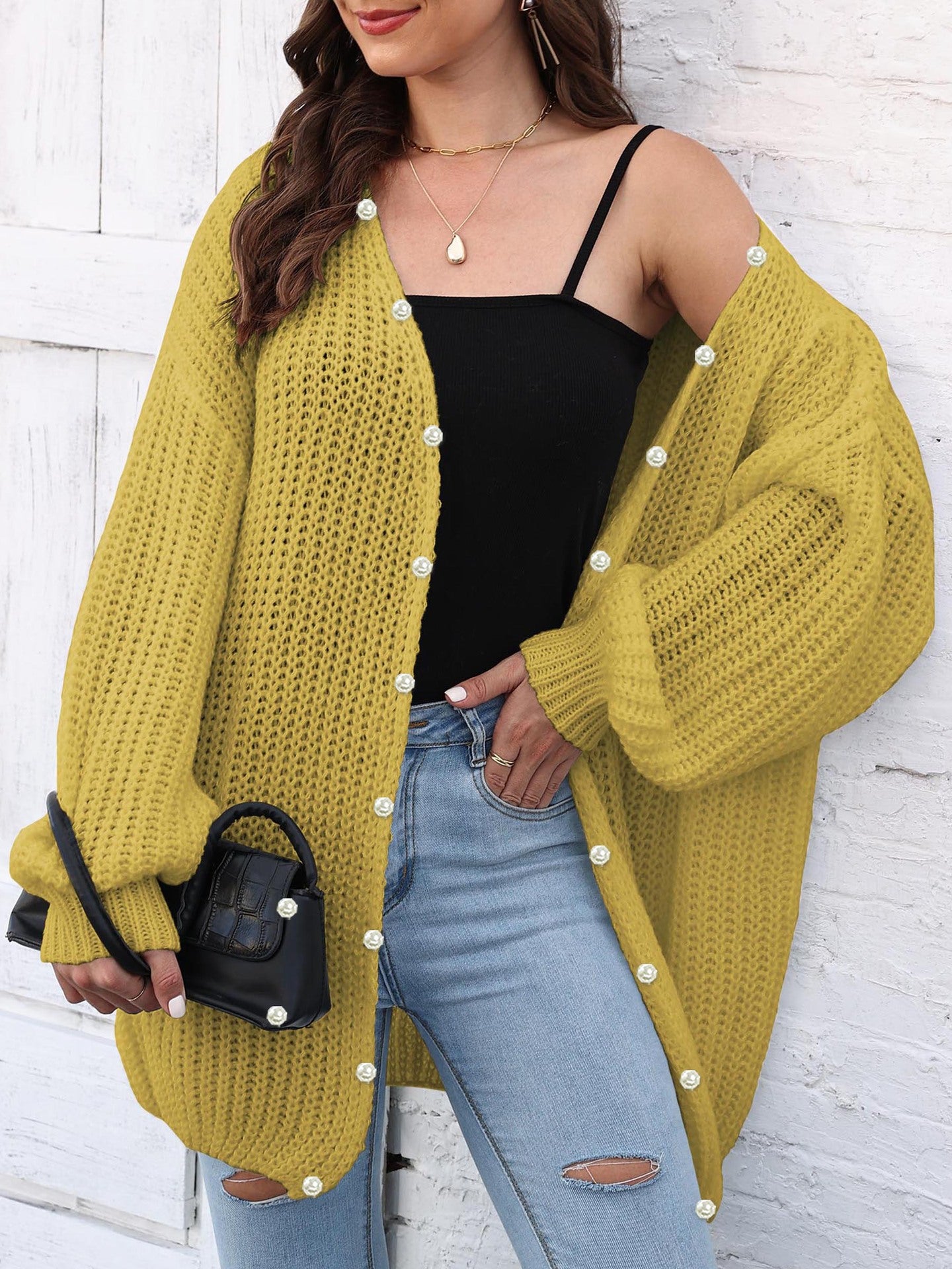 Ladies Autumn Winter Knitted Sweater Loose Casual Cardigan