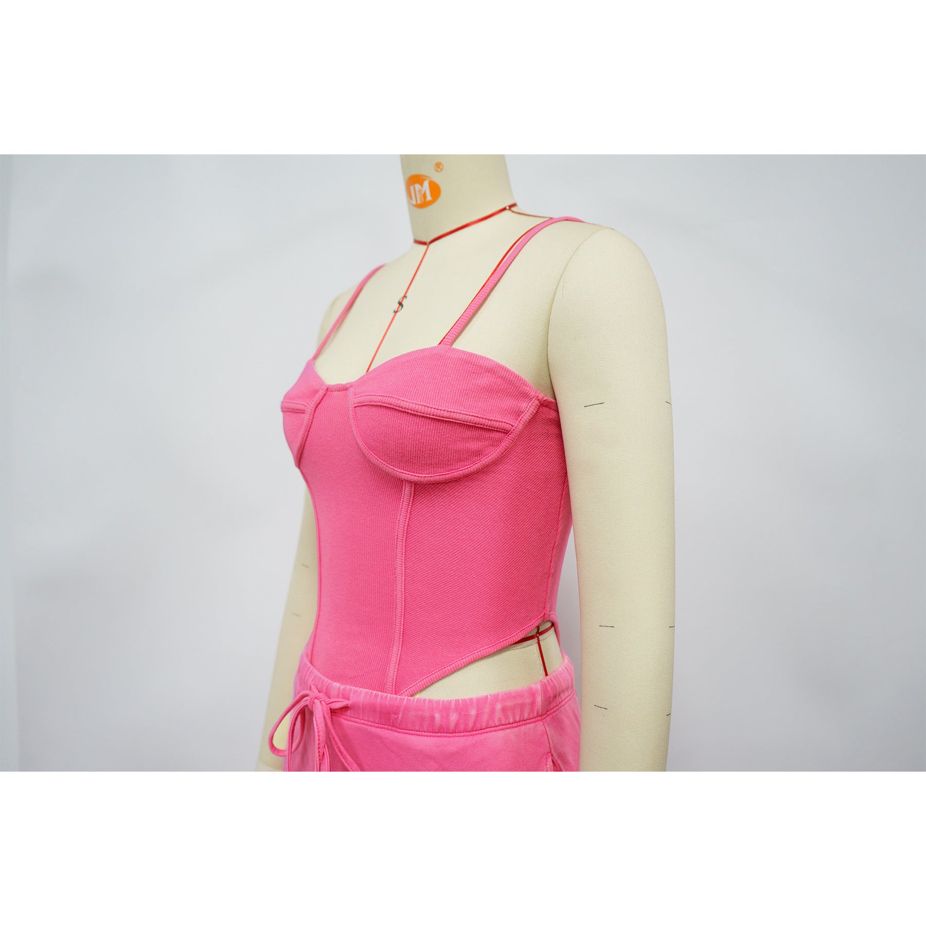 Women Sexy Cotton Washed Strapless Top and Pant Two-Piece Set 12