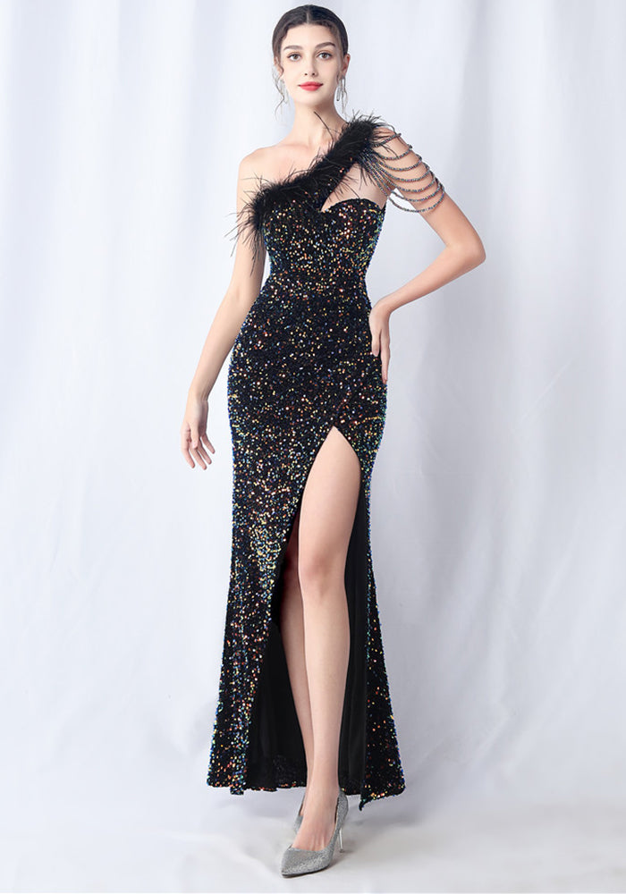 Women velvet beaded high-end evening dress 10