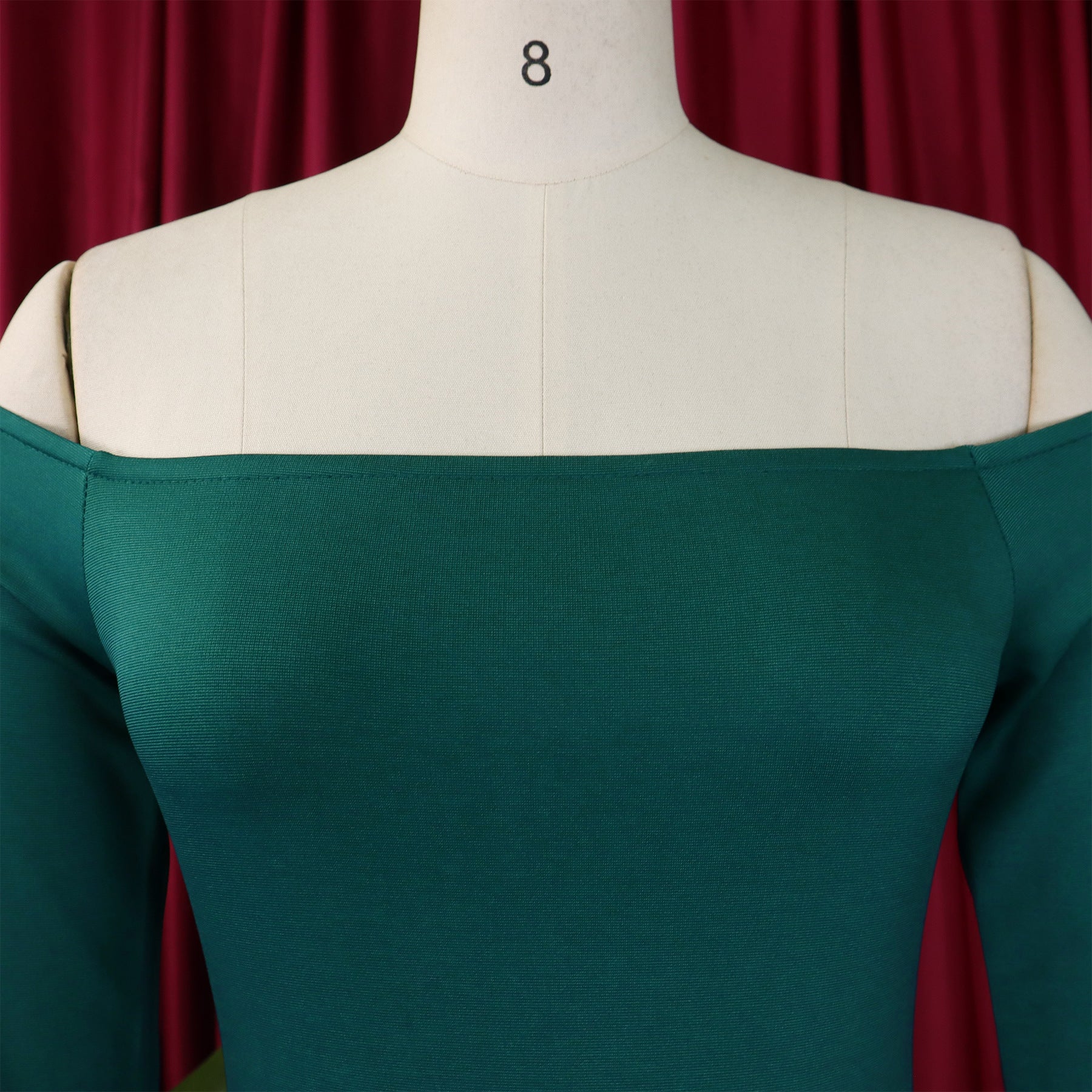 Fashionable And Elegant Off Shoulder Ruffle Sleeves Slit Formal Party Long Dress 29