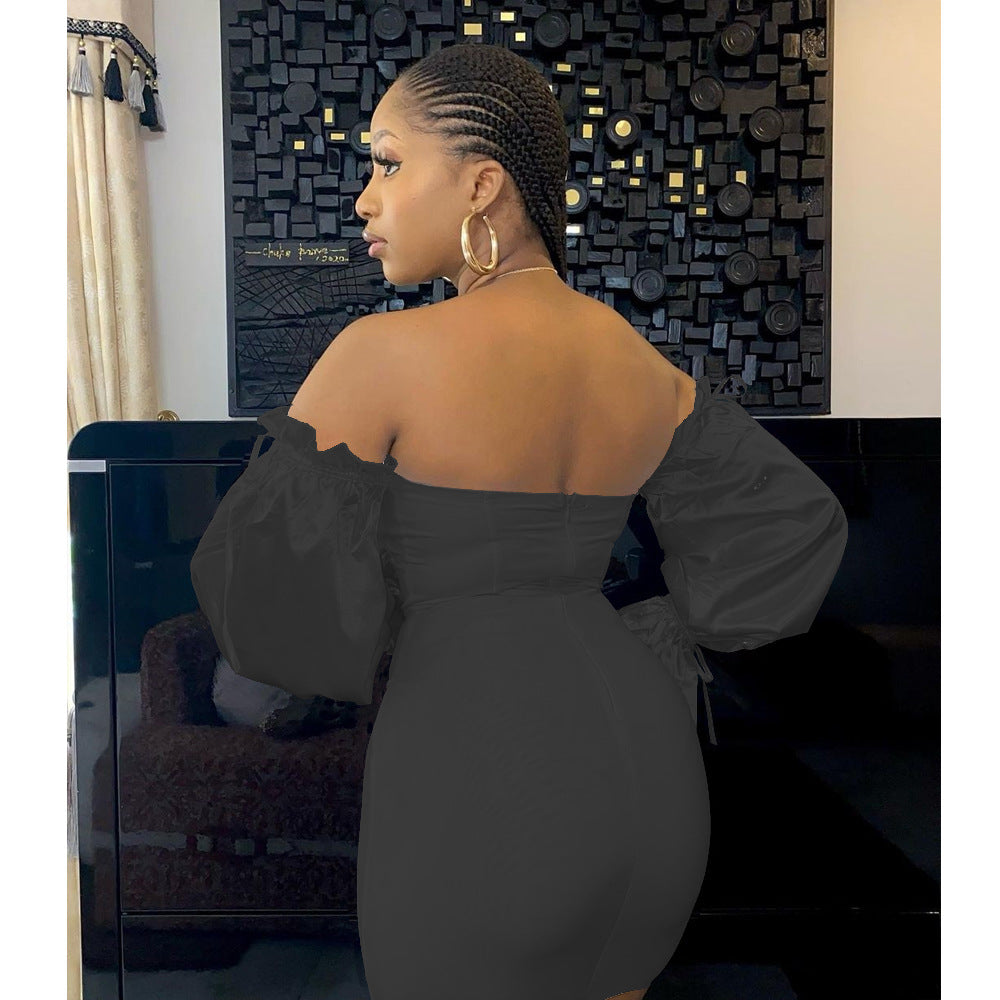 Women's Patchwork Long Sleeve Lace-Up Dress 9