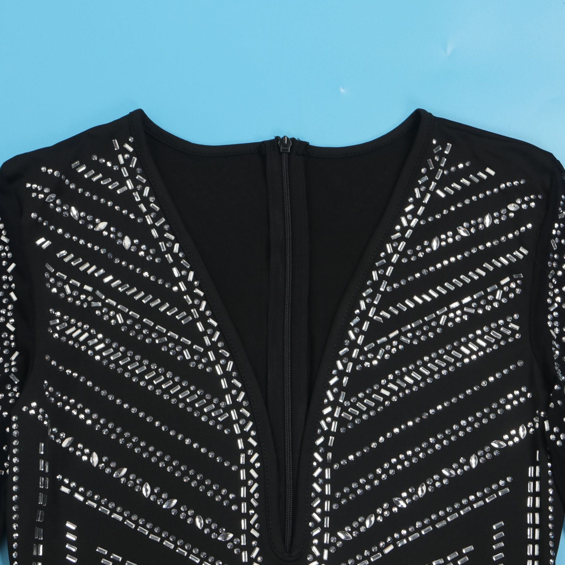 Women Sexy Beaded V-Neck Stretch Jumpsuit 19