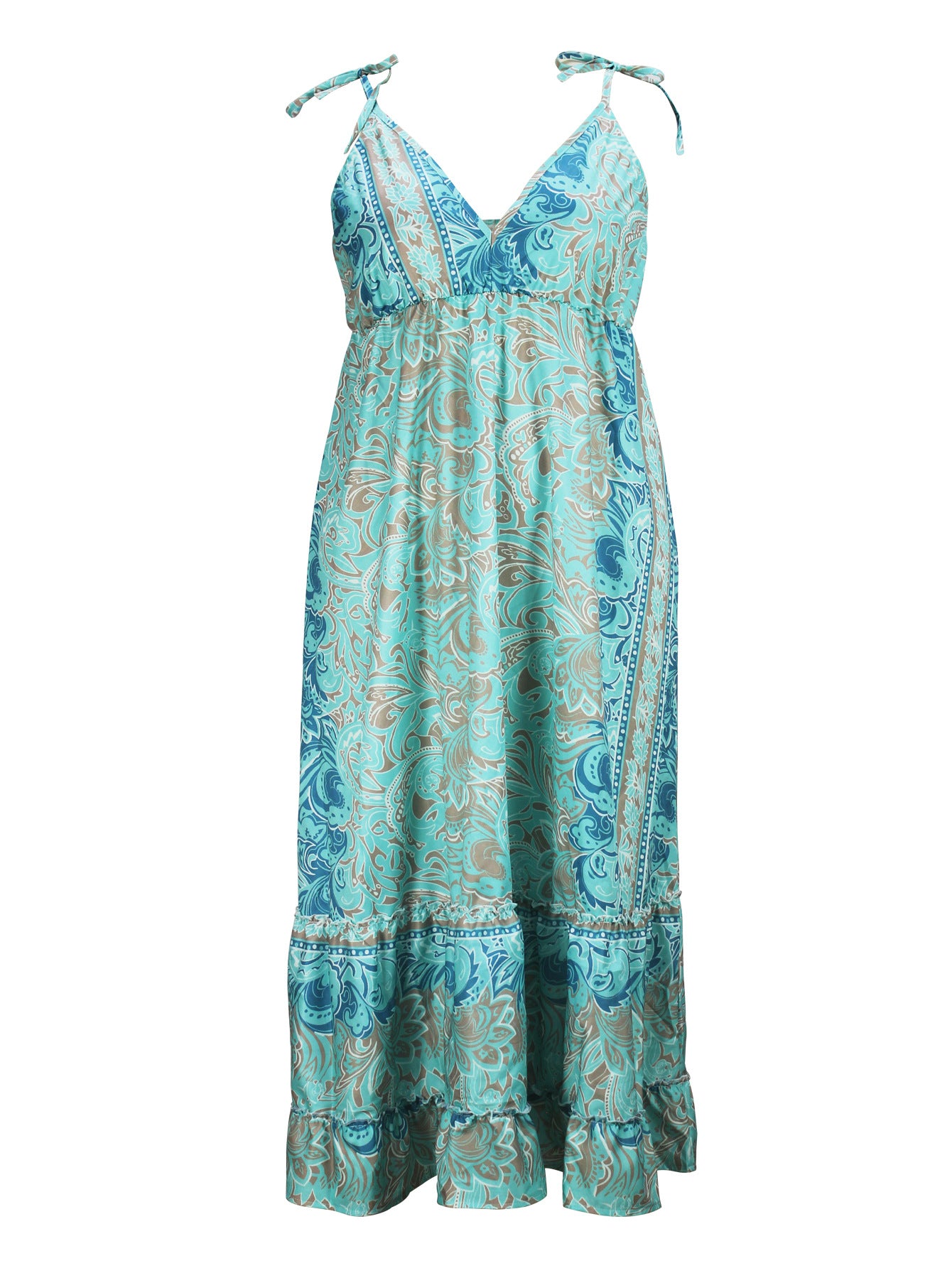 Women's Summer Fashion Elegant V-Neck Strap Plus Size Long Dress 6