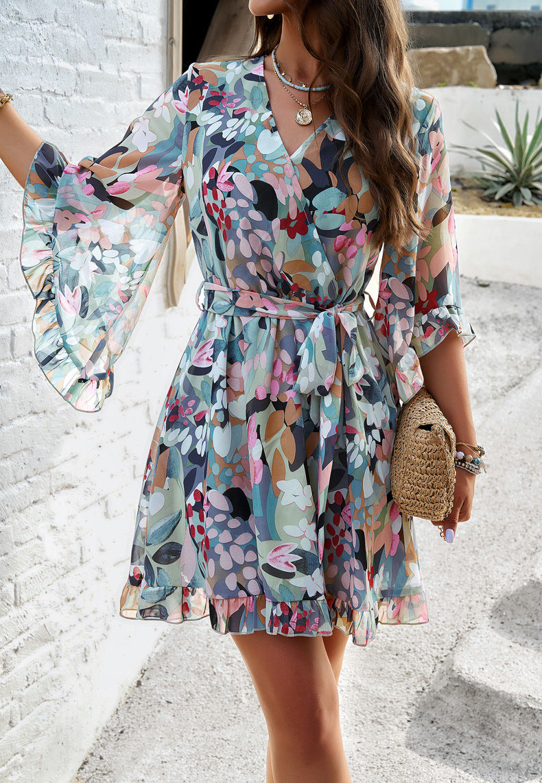 Women's Spring/Summer Holiday Casual Print Dress 16