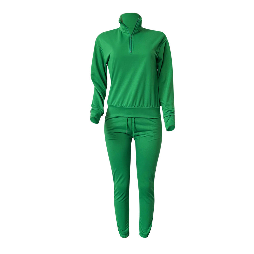 Women Winter Casual Zipper Sports Top and Pant Two Piece Set 23