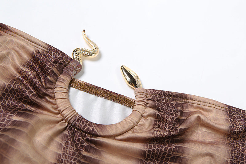 Spring/Summer Women's Sexy Sleeveless Strapless Fashion-Print Bodycon Long Dress 13