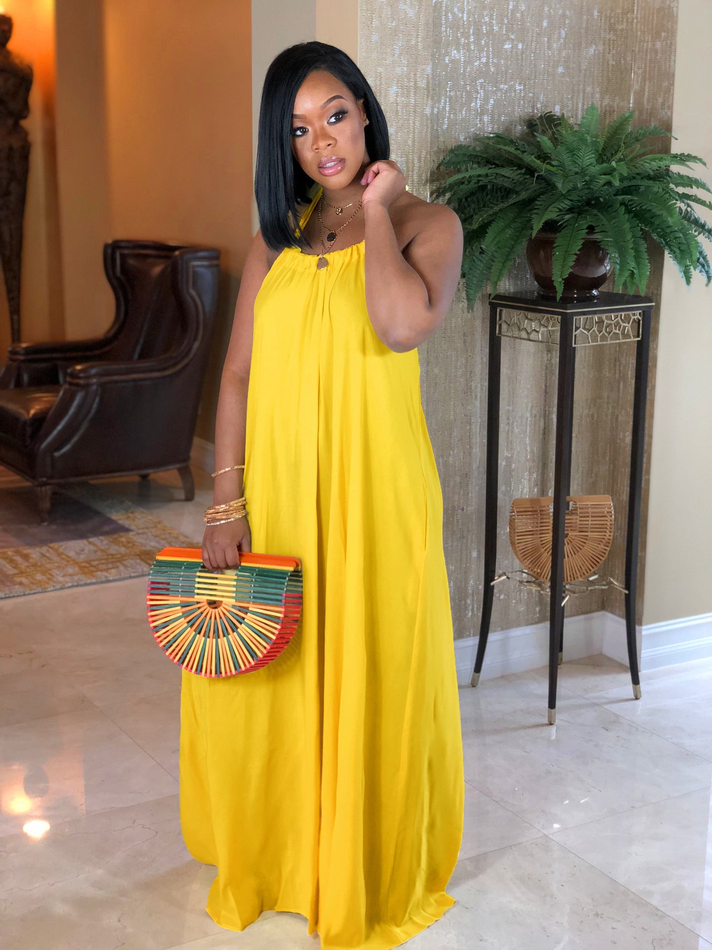 Women Suspender Sleeveless Loose Bohemian Solid Summer Dress 6