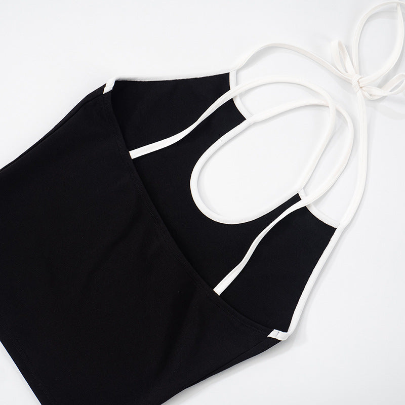 Women Spring and Summer Sexy Suspender Backless Tether Two-piece Set 14