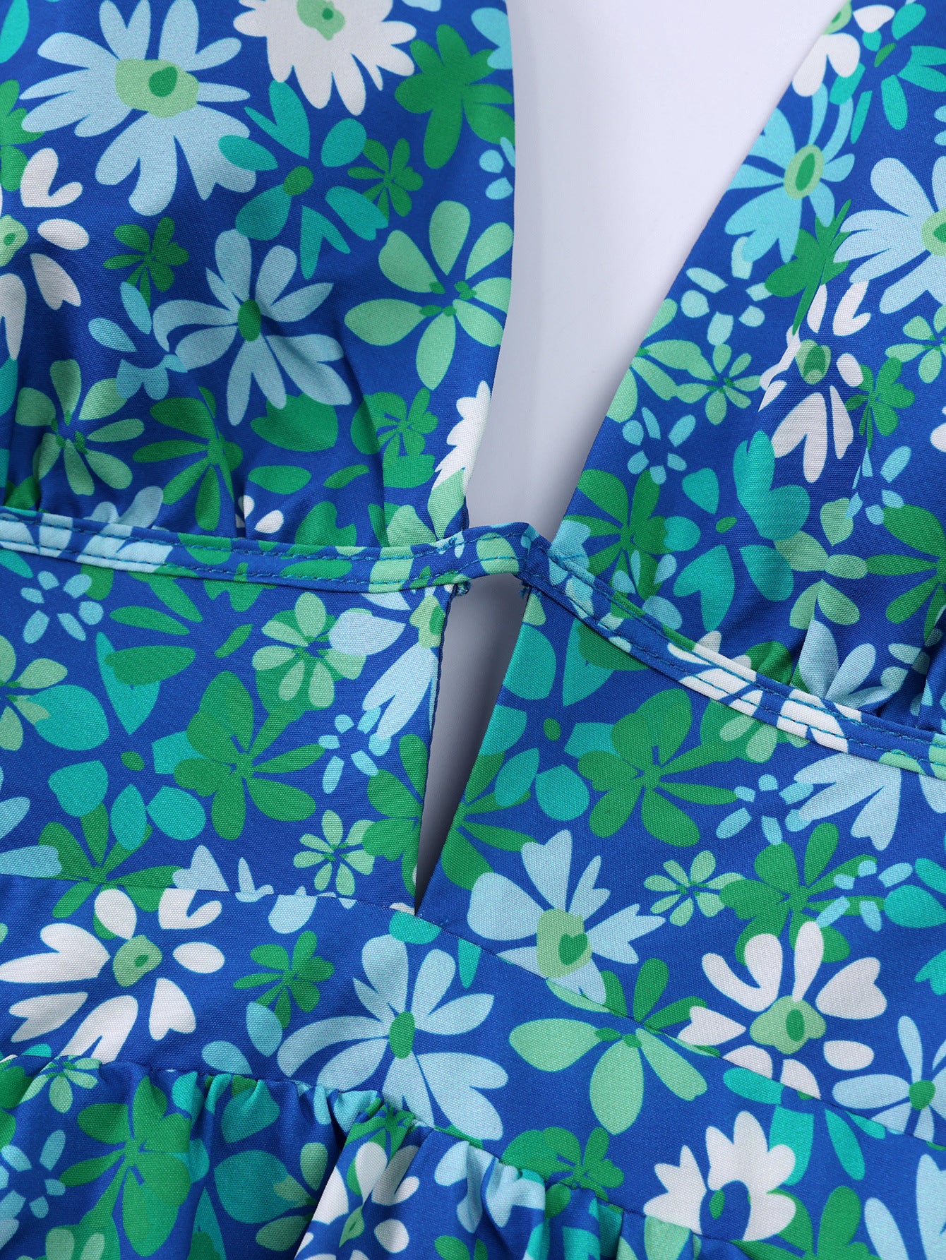 Women Halter Neck Lace-Up Print Sexy V-Neck Backless Dress 8