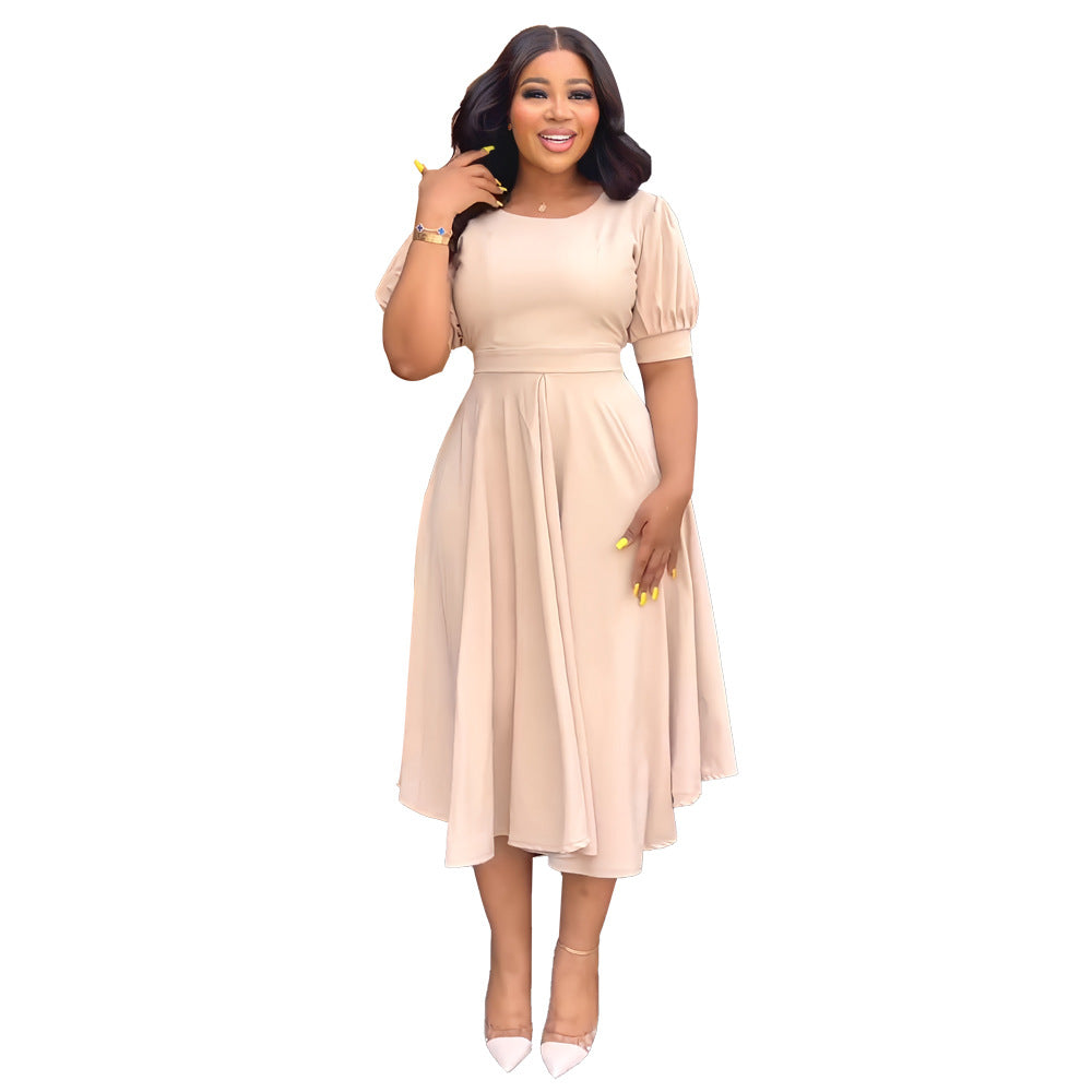 Chic Puff Sleeve Slim Waist Cutout Maxi Summer Dress 10