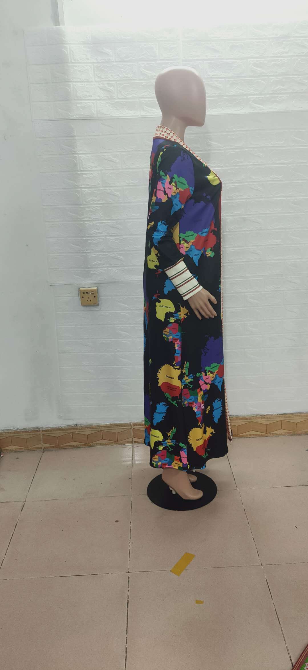 Women printed lips leopard print Long jacket 42