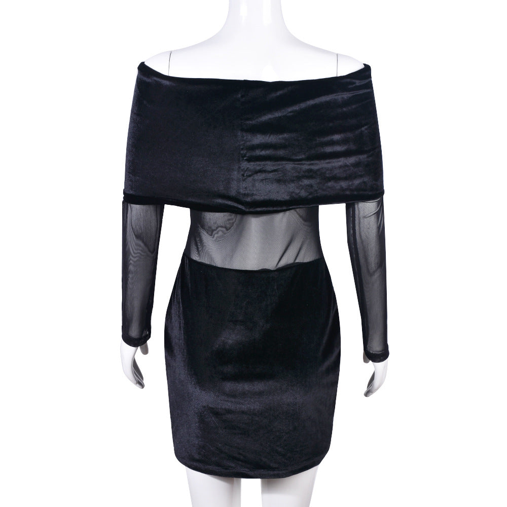 Autumn Women's Sexy See-Through Off Shoulder Mesh Dress 7