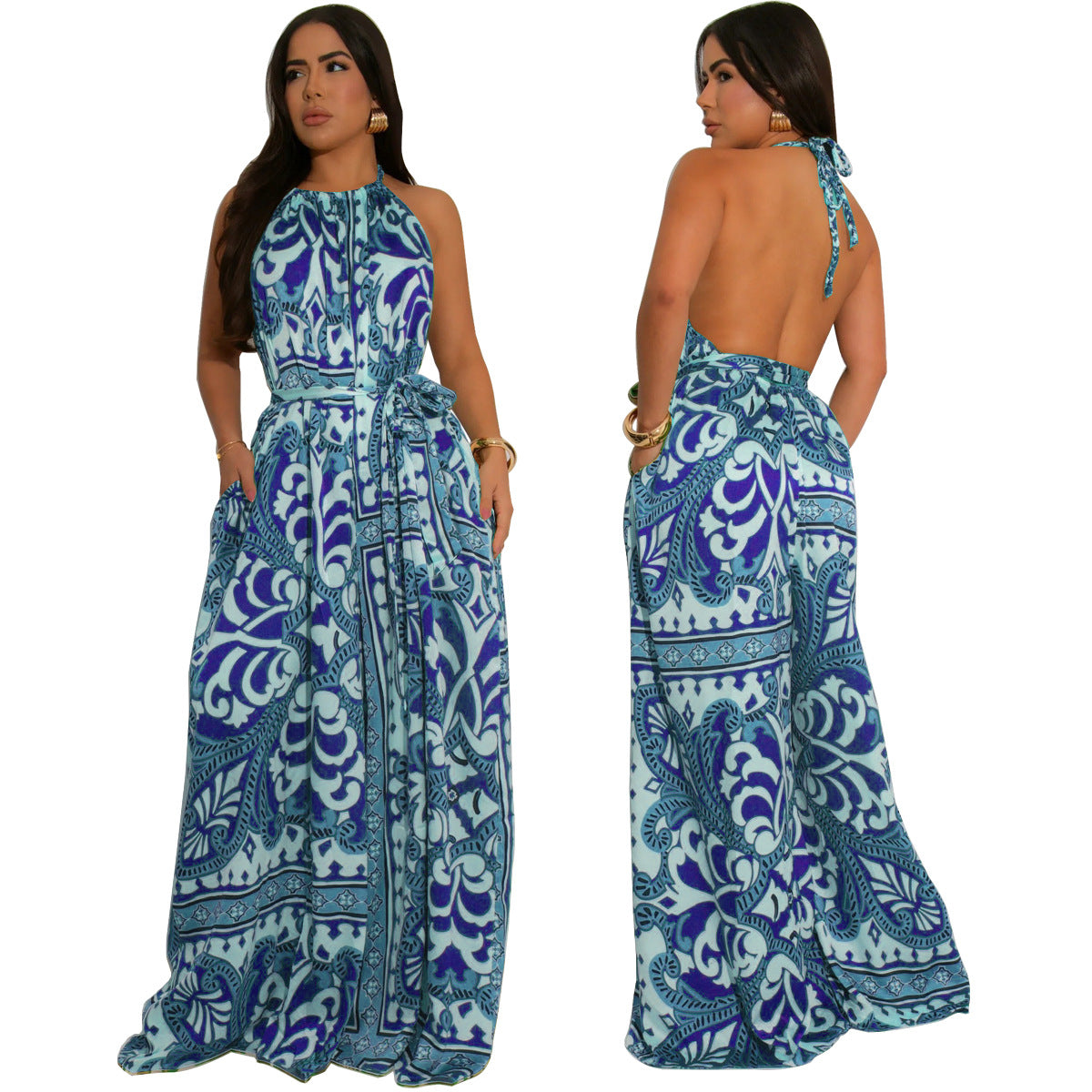 Fashion Women's Summer Holiday Style Sexy Low Back Jumpsuit 3