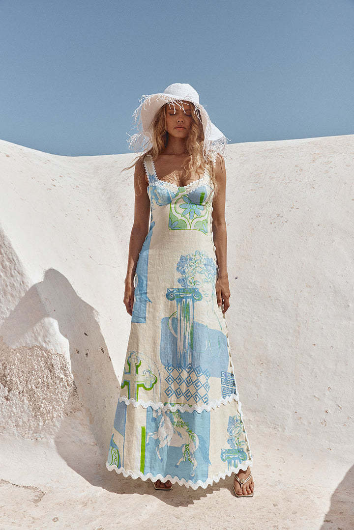 Women Printed Sexy Backless Bow Tie Dress